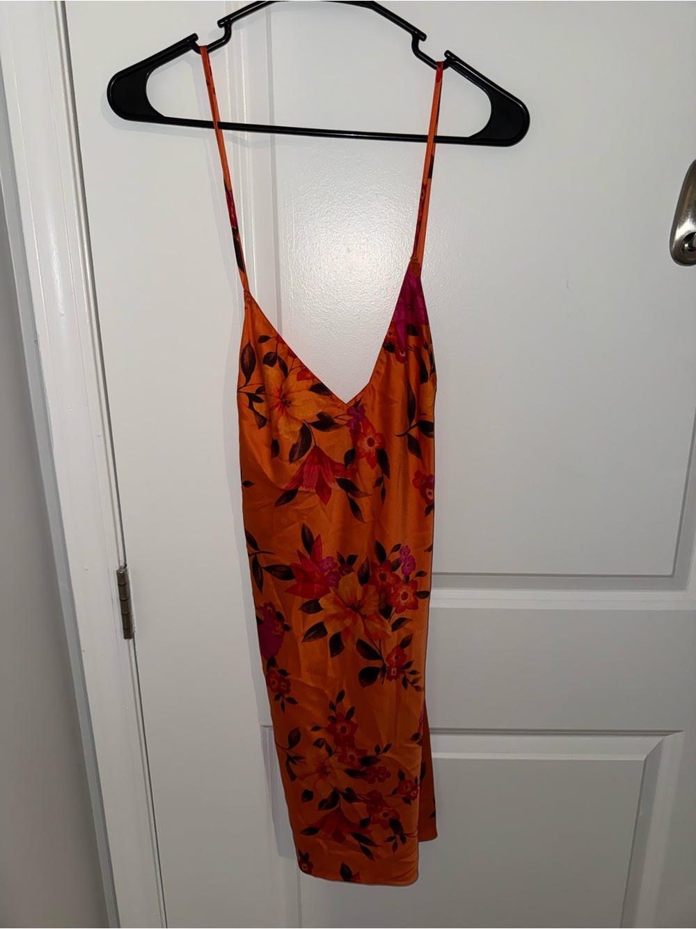 Victoria's Secret Orange Floral Slip with Pink Details